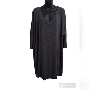 Old Navy Oversized Dark Grey Wide V-Neck Long-sleeved Midi Dress Sz Large